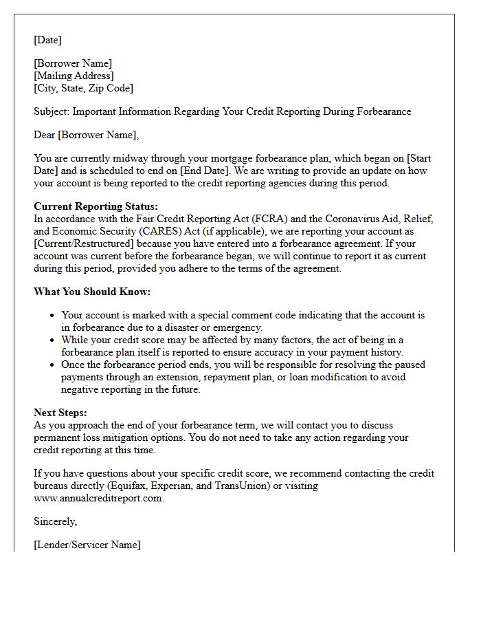 Mid-Period Forbearance Credit Reporting Informational Letter
