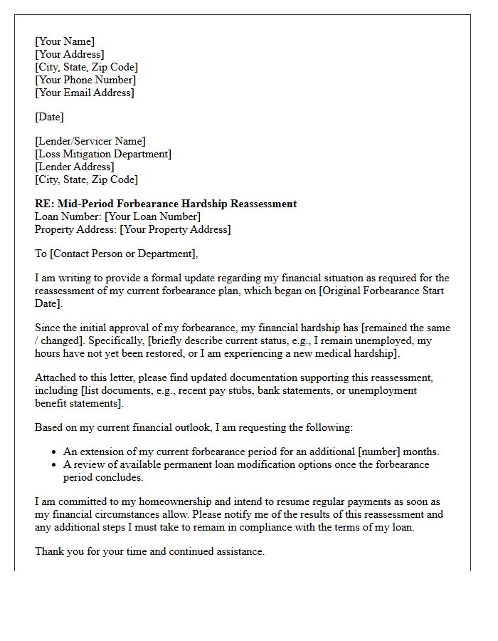 Mid-Period Forbearance Hardship Reassessment Letter