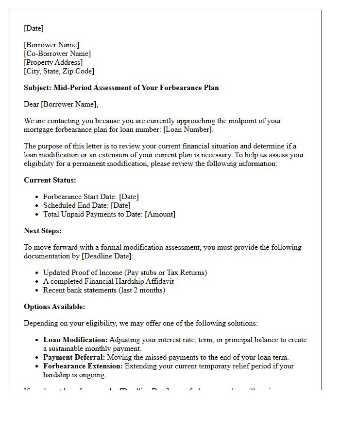 Mid-Period Forbearance Modification Assessment Letter