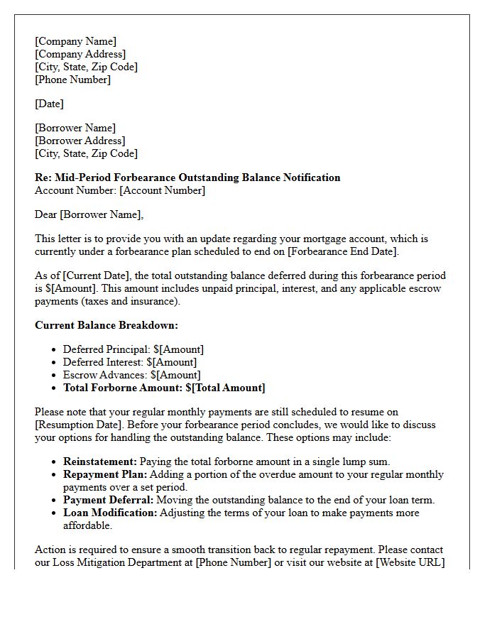 Mid-Period Forbearance Outstanding Balance Notification Letter