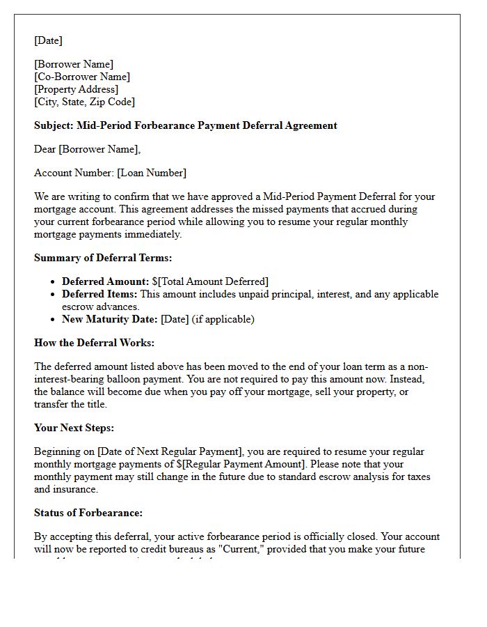 Mid-Period Forbearance Payment Deferral Letter