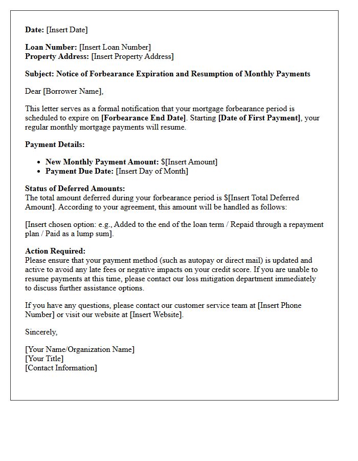 Mortgage Repayment Resumption And Forbearance Expiration Letter