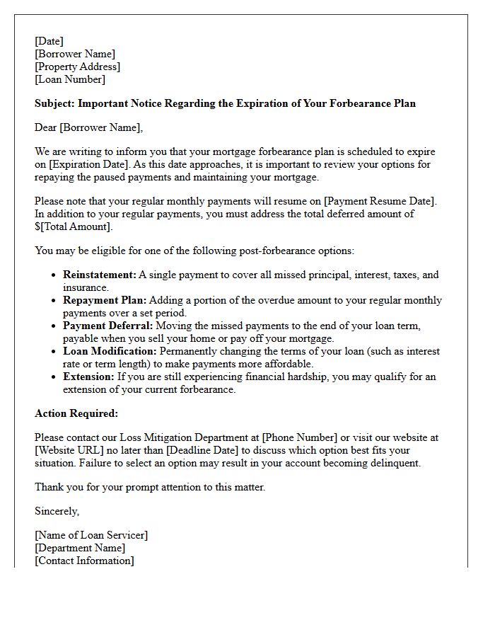 Post-Forbearance Options And Expiration Letter