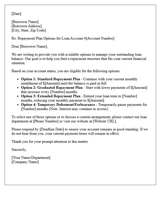Borrower Repayment Plan Option Letter