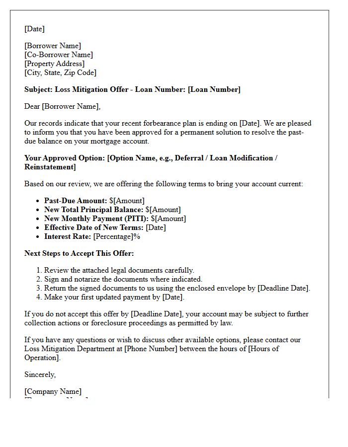 Post-Forbearance Loss Mitigation Offer Letter