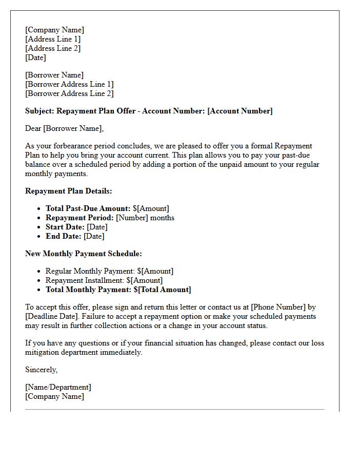 Post-Forbearance Repayment Plan Offer Letter