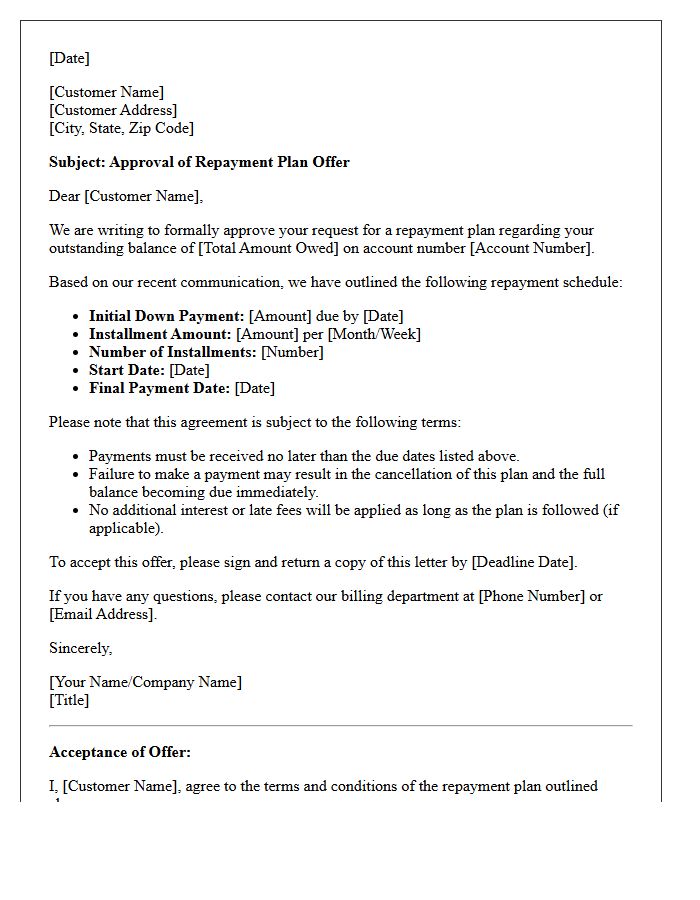 Repayment Plan Approval Offer Letter