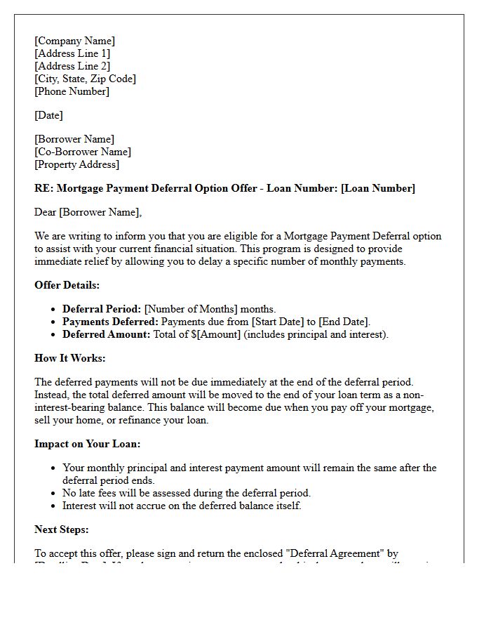 Mortgage Payment Deferral Option Offer Letter