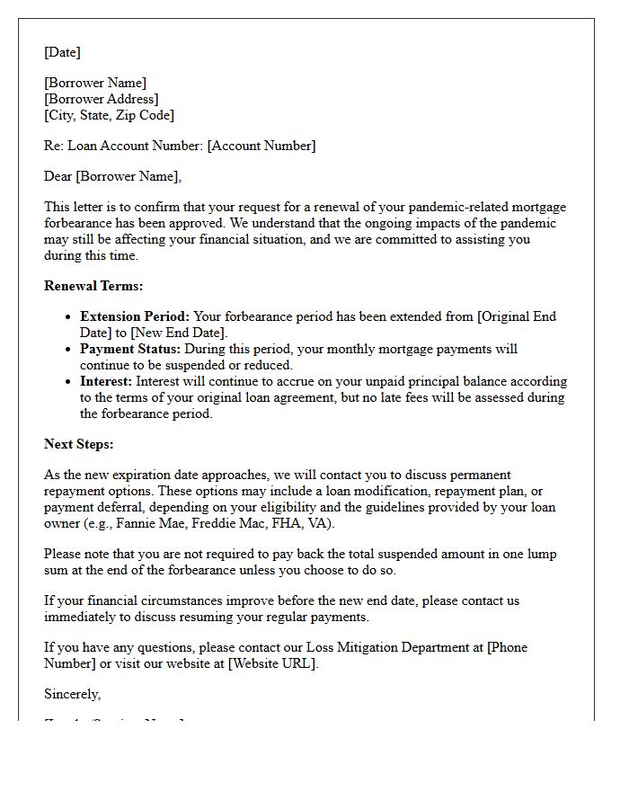 Borrower Pandemic Forbearance Renewal Letter
