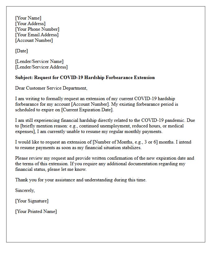 COVID-19 Hardship Forbearance Extension Letter