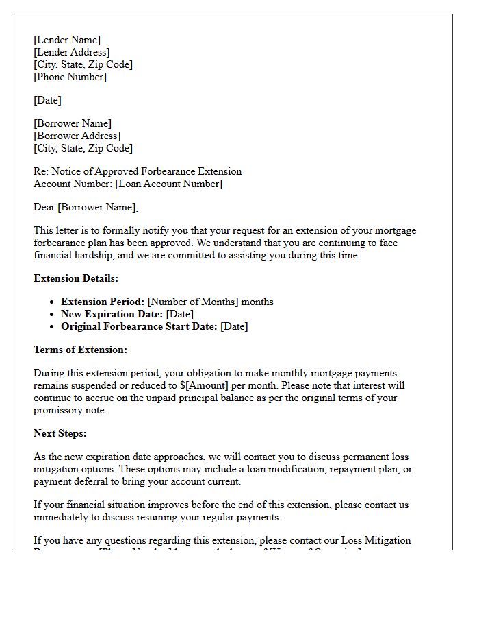 Lender Approved Forbearance Extension Notification Letter