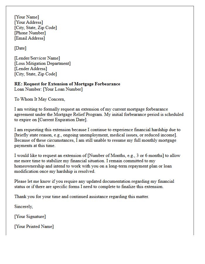 Mortgage Relief Forbearance Program Extension Letter