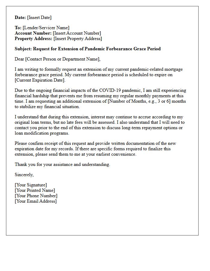Pandemic Forbearance Grace Period Extension Letter