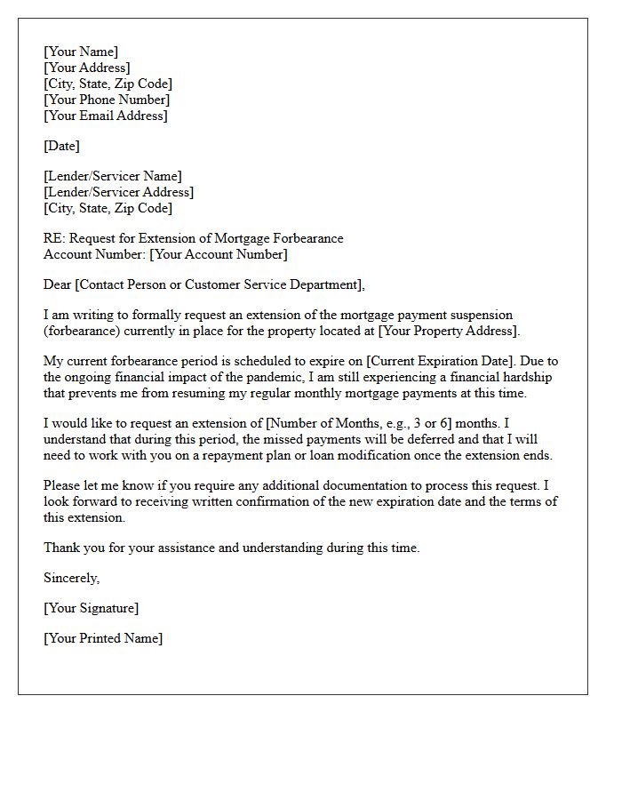 Pandemic Mortgage Payment Suspension Extension Letter