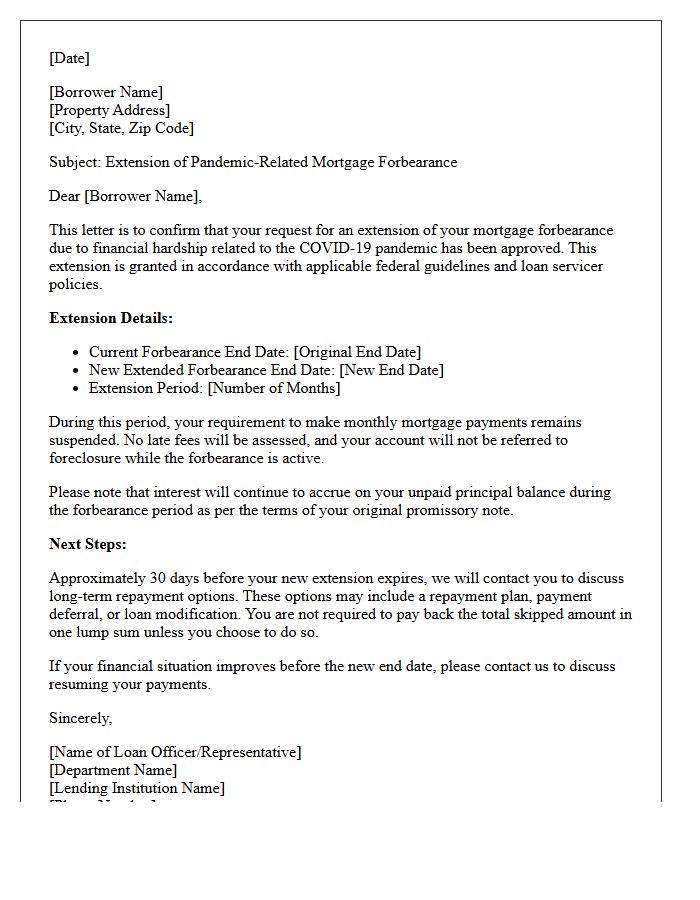 Pandemic-Related Forbearance Extension Letter