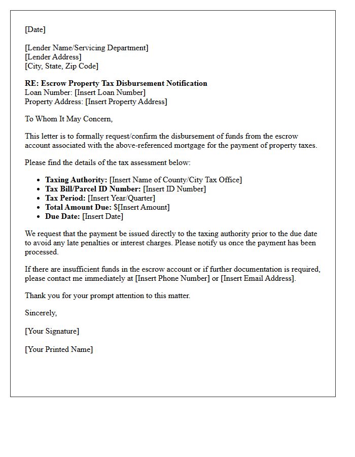 Escrow Property Tax Disbursement Letter