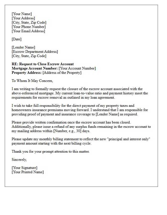 Mortgage Escrow Account Closing Letter