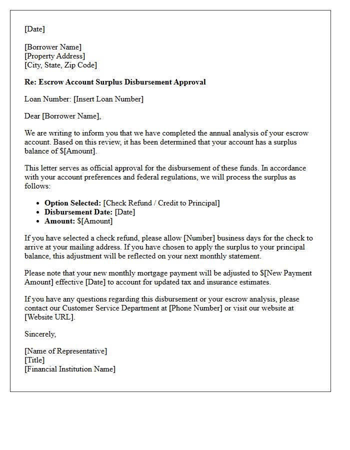 Escrow Account Surplus Disbursement Approval Letter