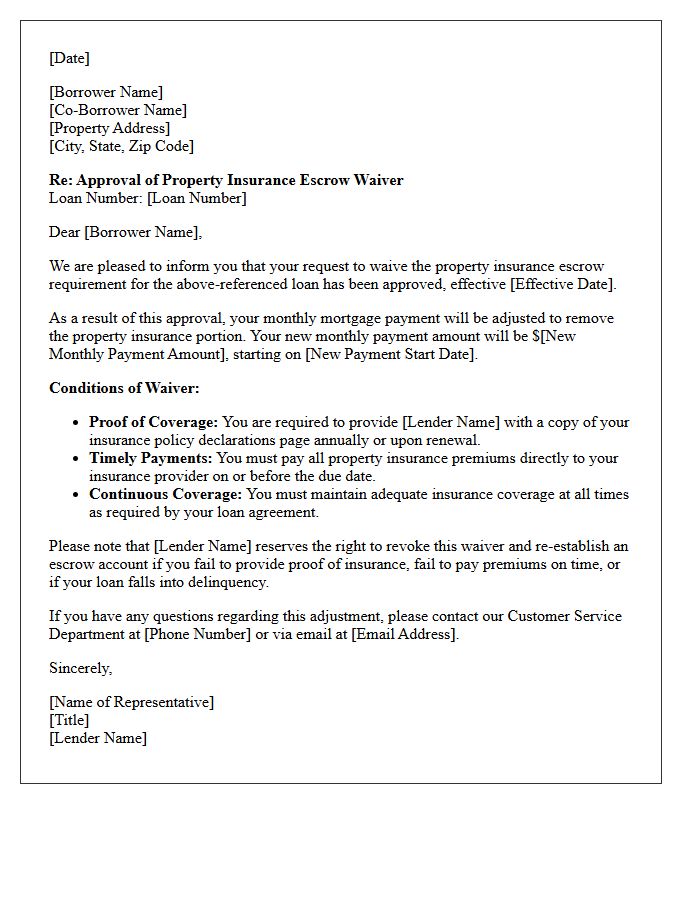 Property Insurance Escrow Waiver Approval Letter