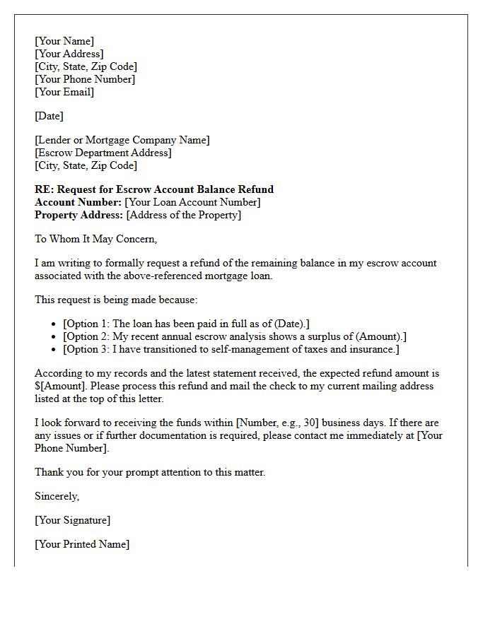 Escrow Account Balance Refund Letter