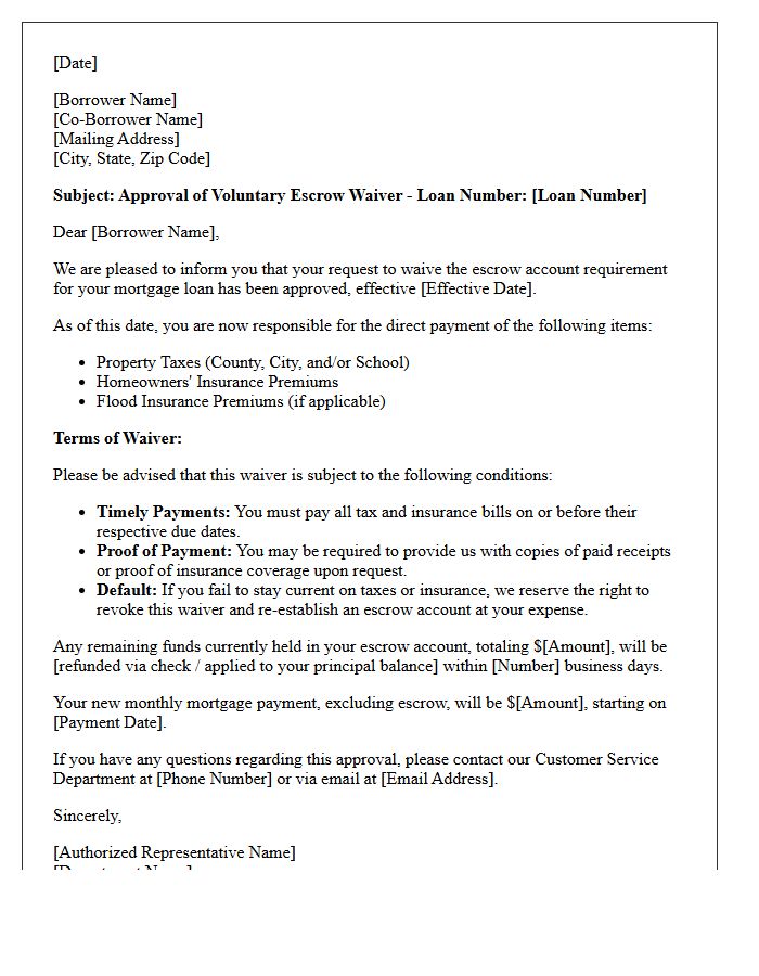 Voluntary Escrow Waiver Approval Letter