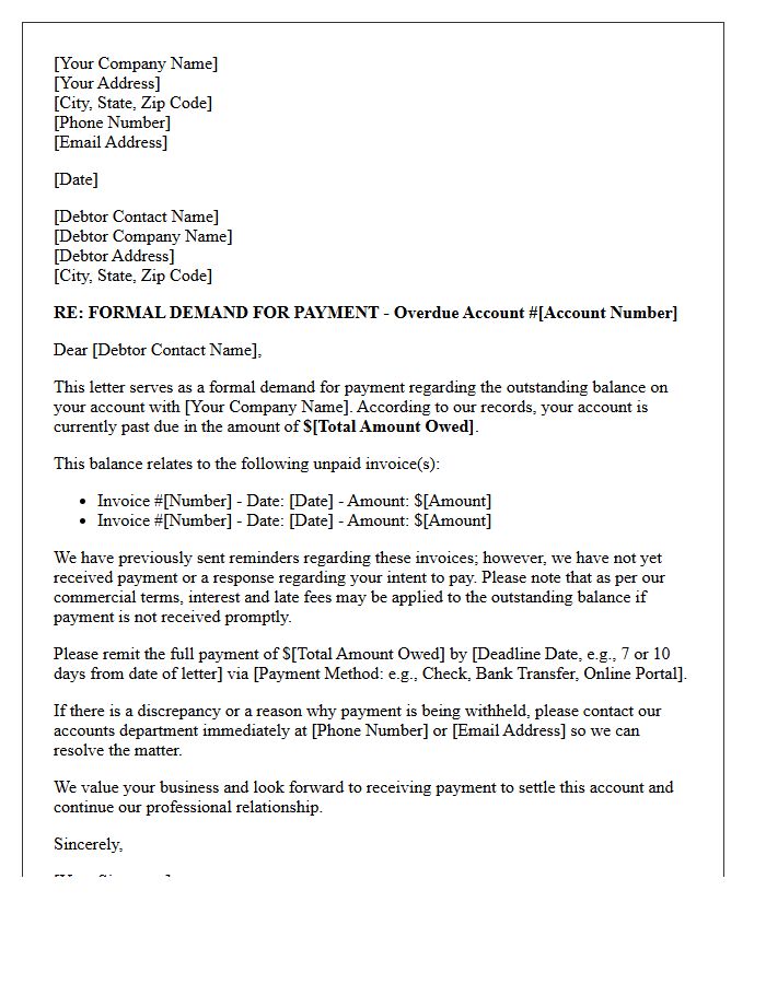 Commercial Debt Initial Demand Letter