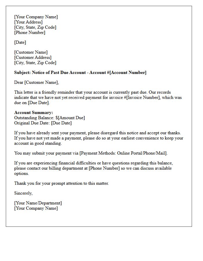 Consumer Account First Past Due Letter