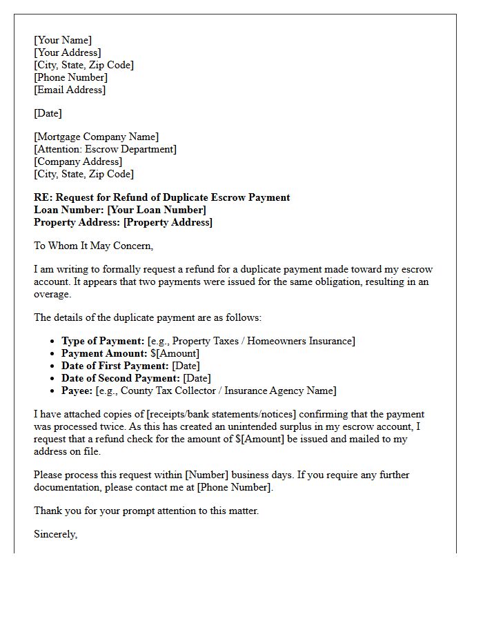 Duplicate Escrow Payment Refund Letter
