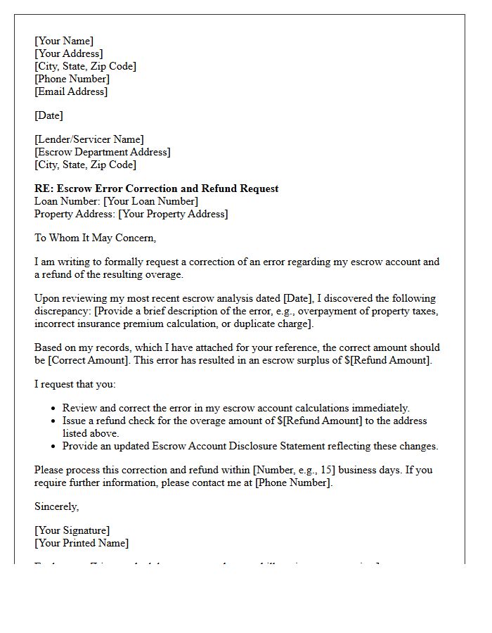 Escrow Error Correction Refund Letter