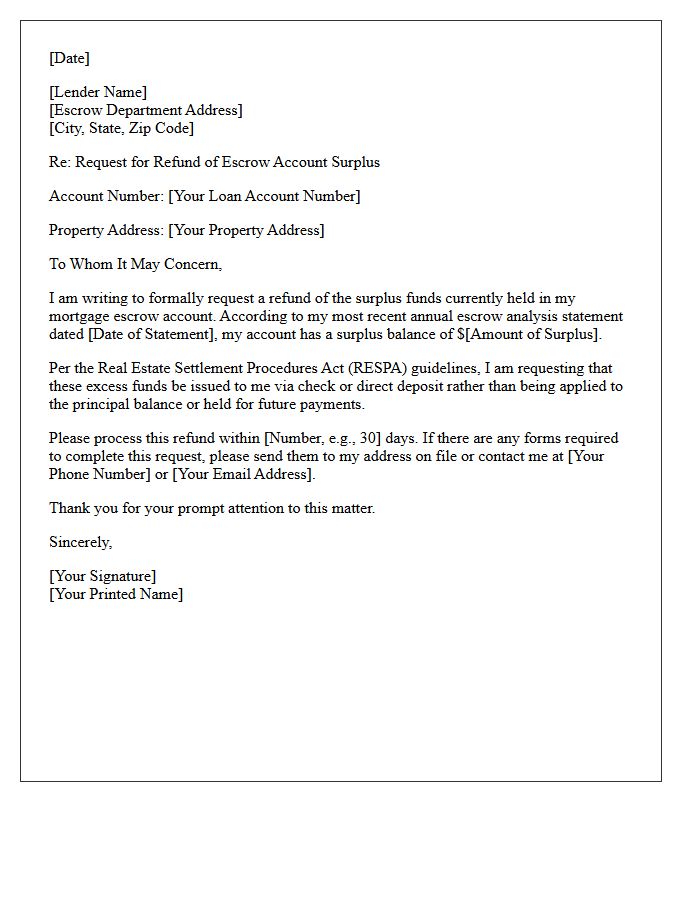 Voluntary Escrow Account Surplus Refund Letter