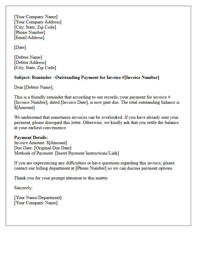 Early Stage Debt Collection Reminder Letter