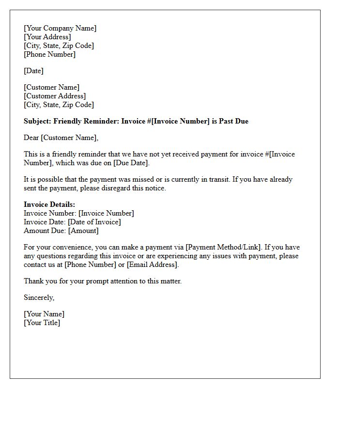 First Friendly Reminder Past Due Letter