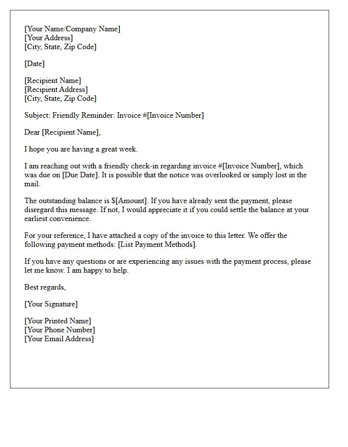 Friendly Check-In Past Due Letter