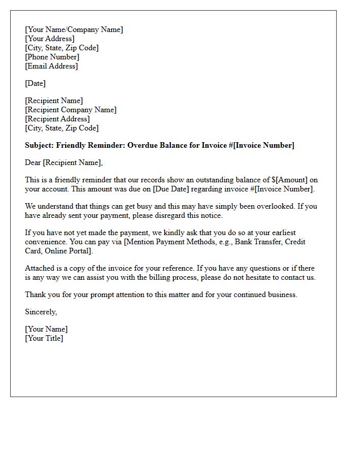 Gentle Reminder of Overdue Balance Letter