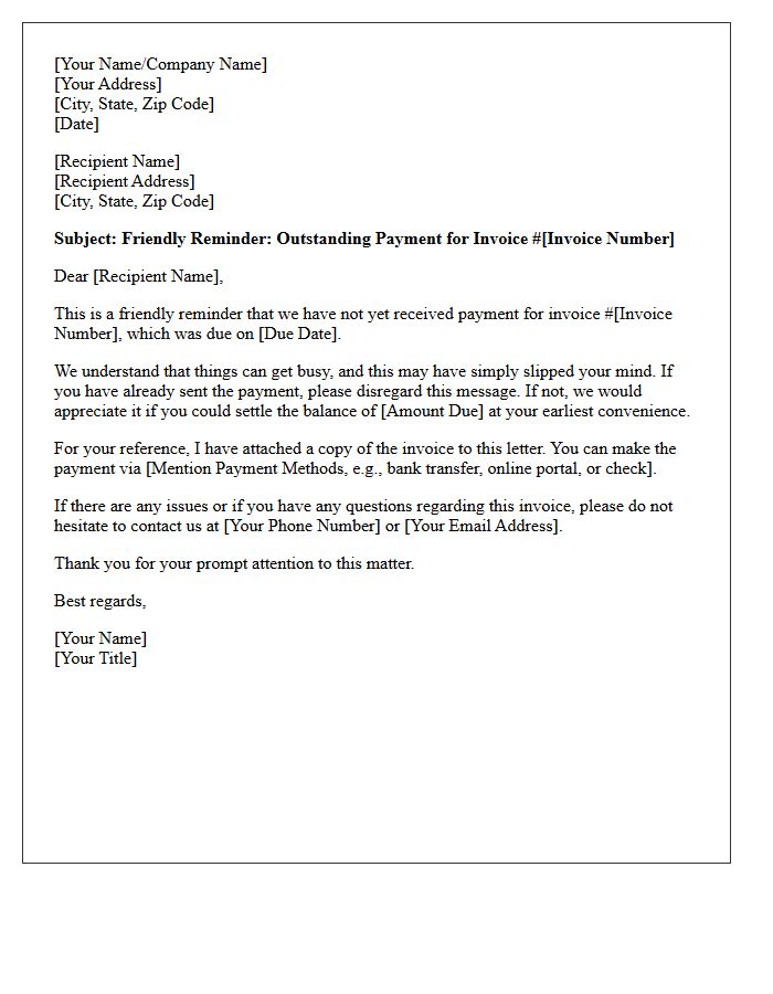 Payment Request Friendly Reminder Letter