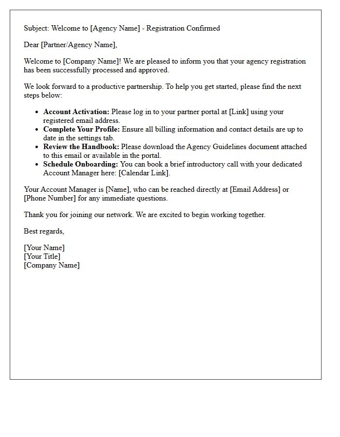 Agency Registration Welcome And Next Steps Letter
