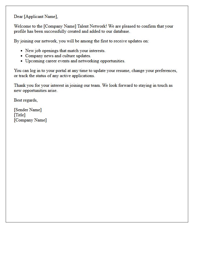Applicant Network Welcome And Confirmation Letter