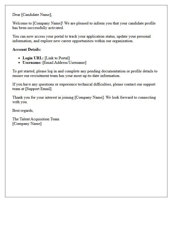 Candidate Profile Activation And Welcome Letter