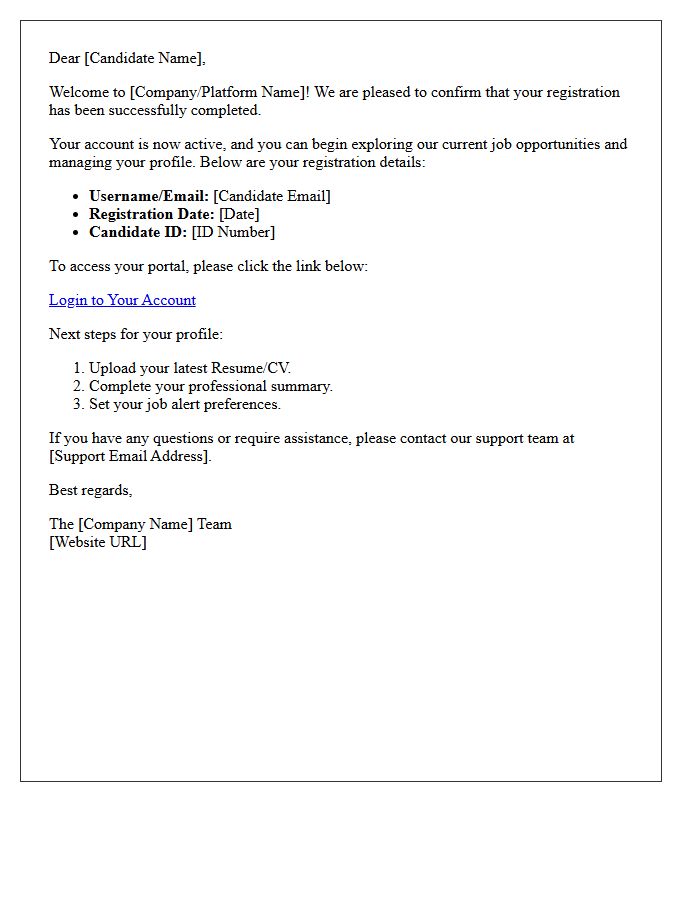 Candidate Registration Welcome And Confirmation Letter