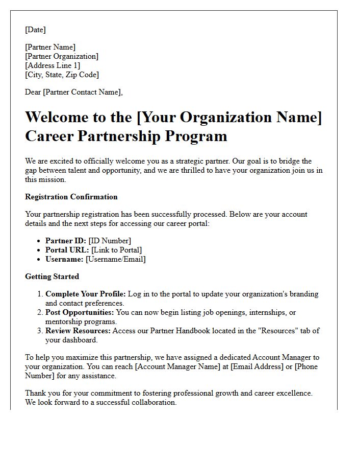 Career Partnership Welcome And Registration Letter