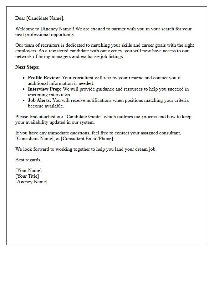Placement Agency Candidate Welcome Letter