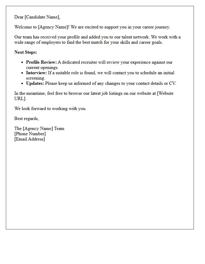 Recruitment Agency Candidate Welcome Letter