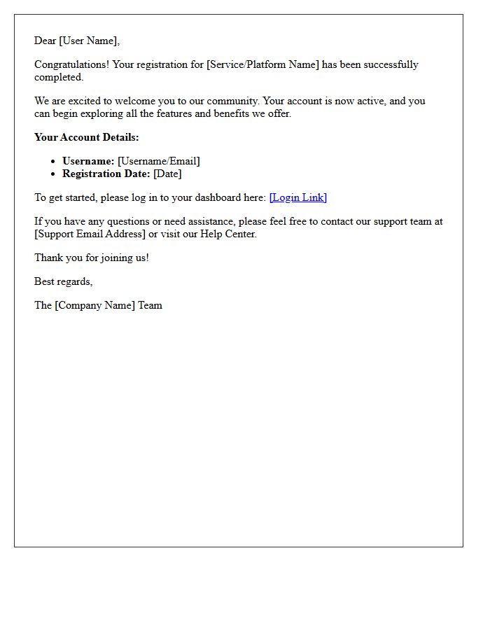 Successful Registration Confirmation And Welcome Letter