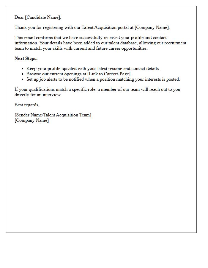 Talent Acquisition Registration Confirmation Letter
