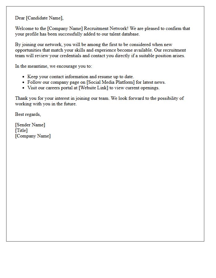 Welcome To Our Recruitment Network Confirmation Letter