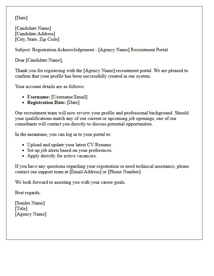 Recruitment Agency Portal Registration Acknowledgement Letter