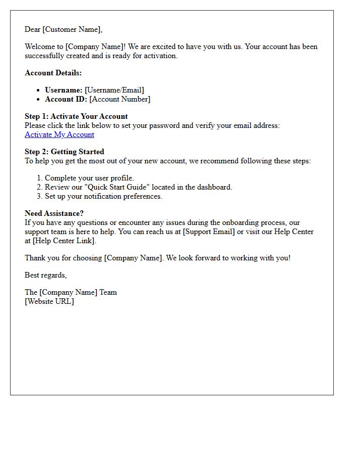 Account Activation And Onboarding Letter