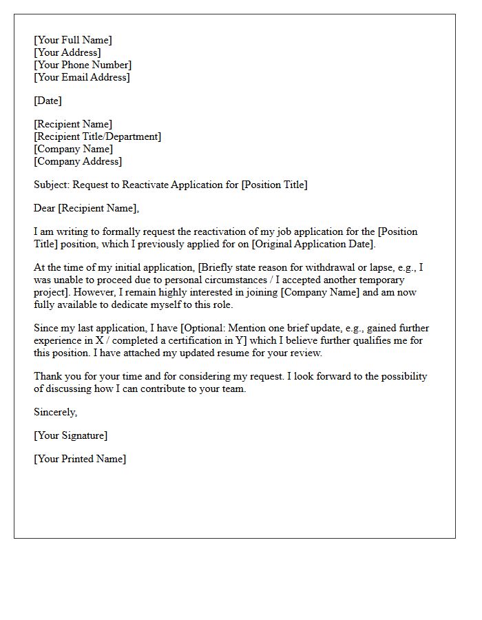 Application Reactivation Request Letter