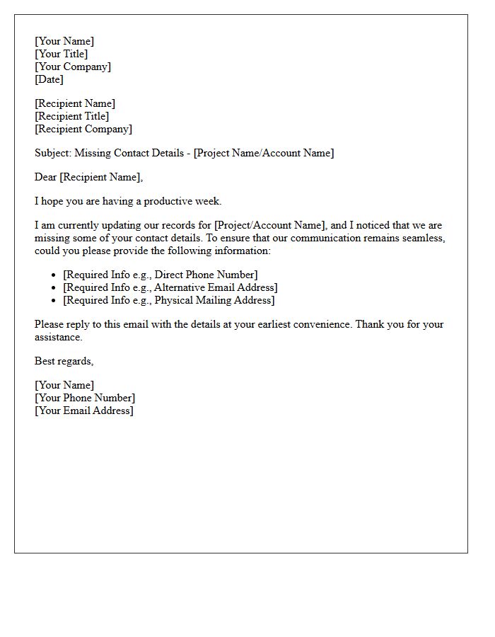 Missing Contact Information Follow-Up Letter