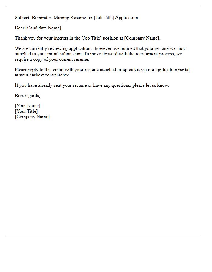 Missing Resume Submission Reminder Letter